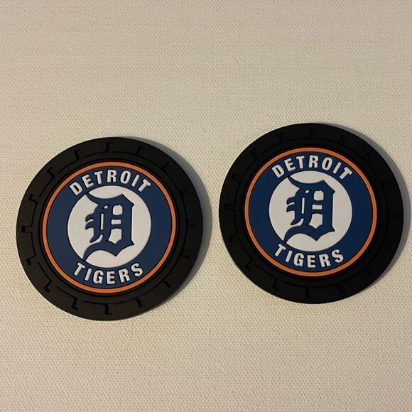 MLB Detroit Tigers car cup Coasters in black Set of 2 NWT - Picture 4 of 7